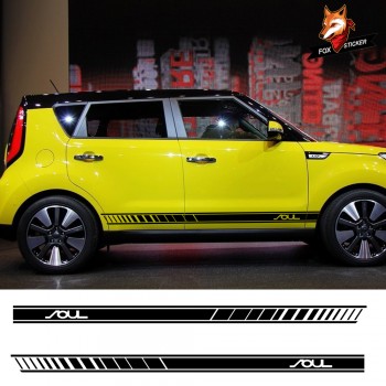 2PCS Car Racing Stripes Stickers Auto Door Side Skirt Decor Captivating Stylish Vinyl Decal Car Accessories For Kia Soul